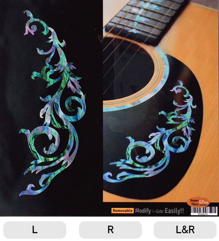 AB L&R Set Fire Dragon Inlay Sticker Decals for Guitar Bass 